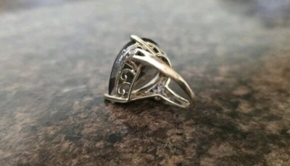 Large Smokey Quartz With Micro Diamond 10k Yellow Gold Cocktail Ring Vintage - Picture 10 of 11